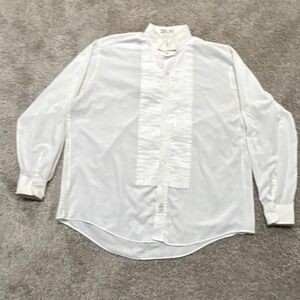 Neil Allyn White Tuxedo Formal Shirt Pleated Bib Front XL 36/37 Long Sleeve